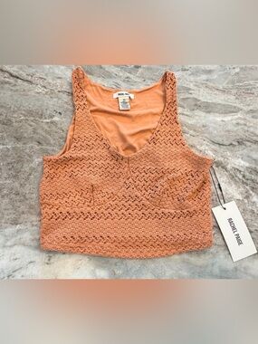 NWT Rachel Paige Terracotta Crochet Lined Crop Tank Top XS